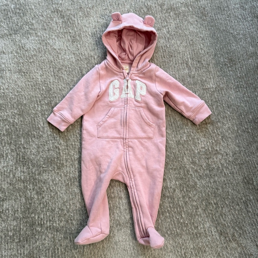 Baby Gap Pink Fleece Hooded Bunting One-Pieceβ 3β6 Months